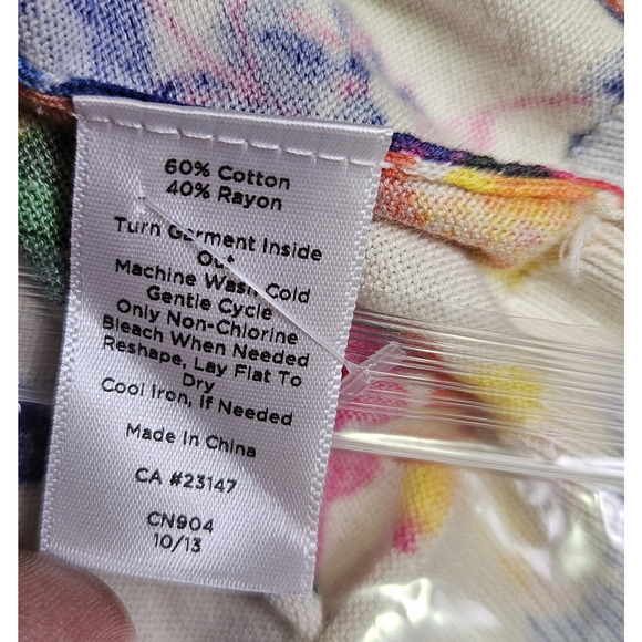 Talbots Womens L Cardigan Sweater Floral Colorful Lightweight Layer 3/4 Sleeve - Picture 12 of 15